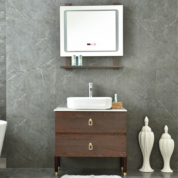 MDF Classical Bathroom Mirror Cabinet With Light AM-6046